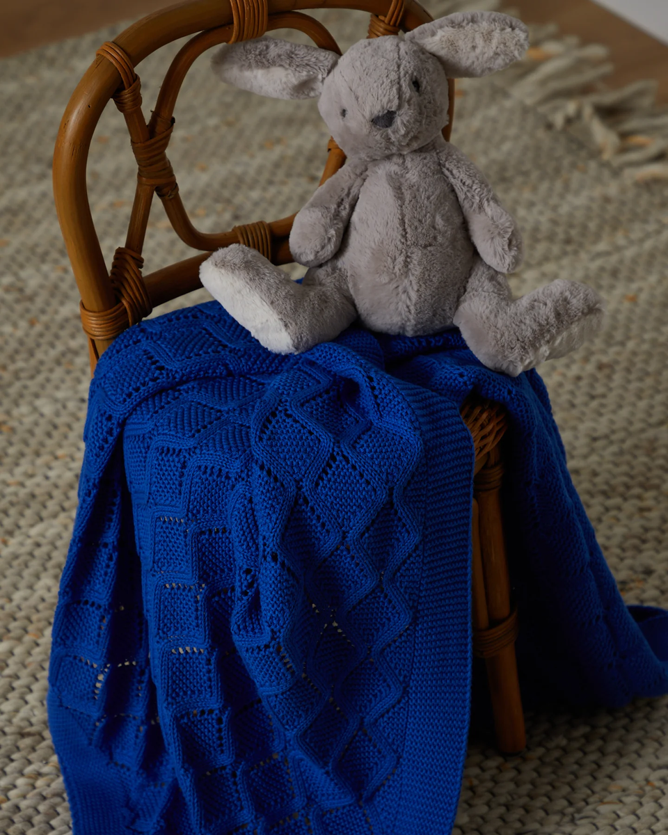 Foxford Cotton Baby Blanket Royal Blue