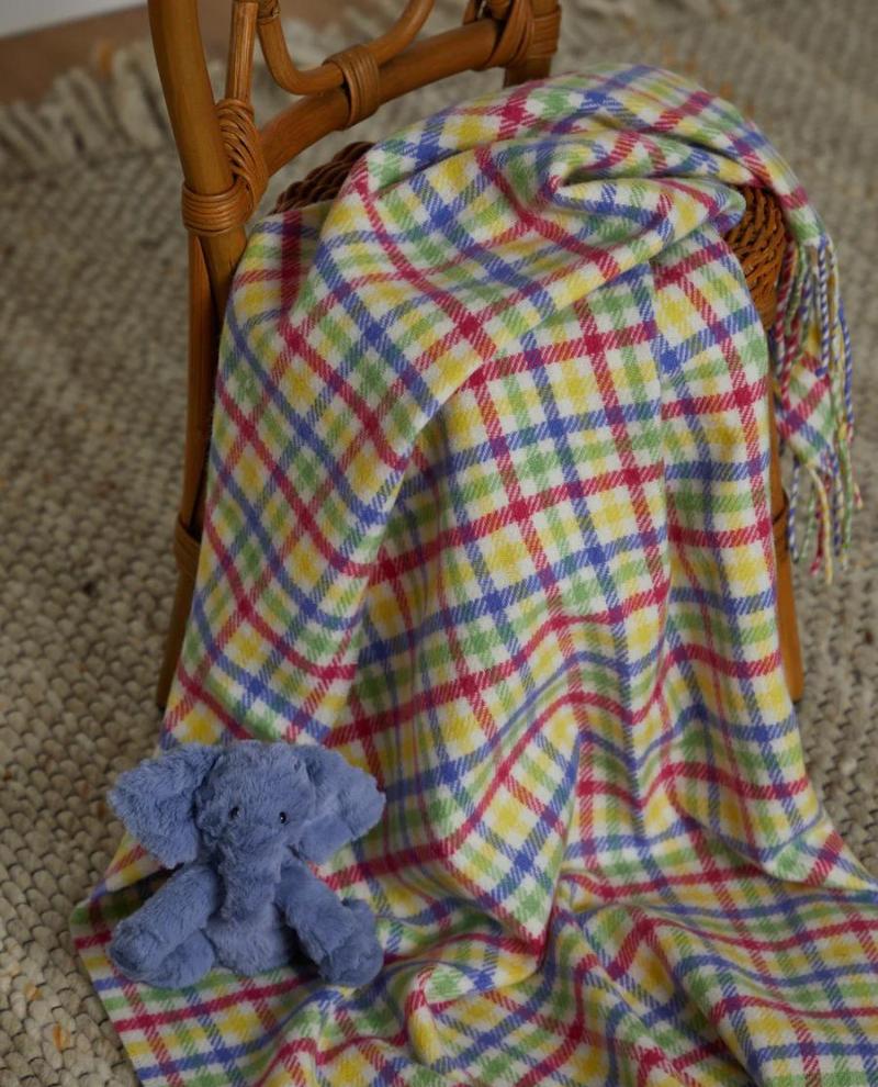 rainbow tartan baby blanket foxford
