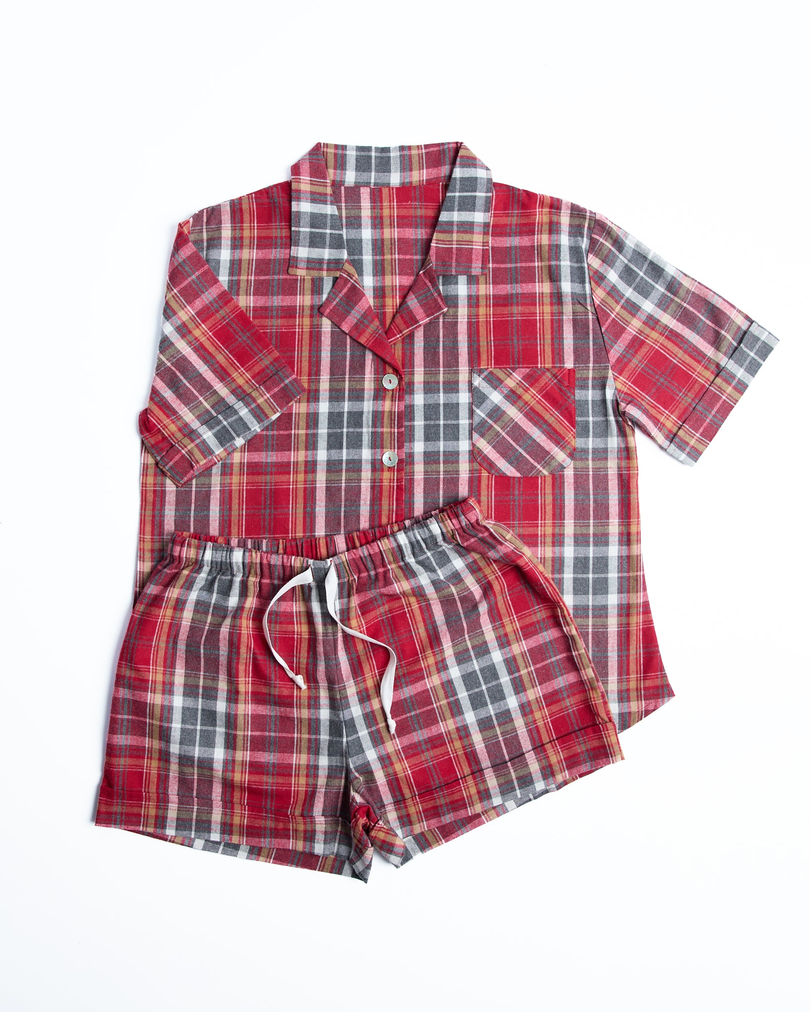 Foxford Tartan Flannel Short Pyjama Set