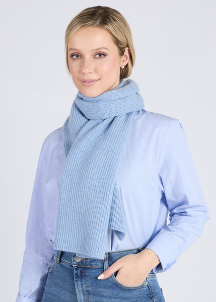 Foxford Blue Ribbed Cashmere Scarf Luxurious Winter Accessory