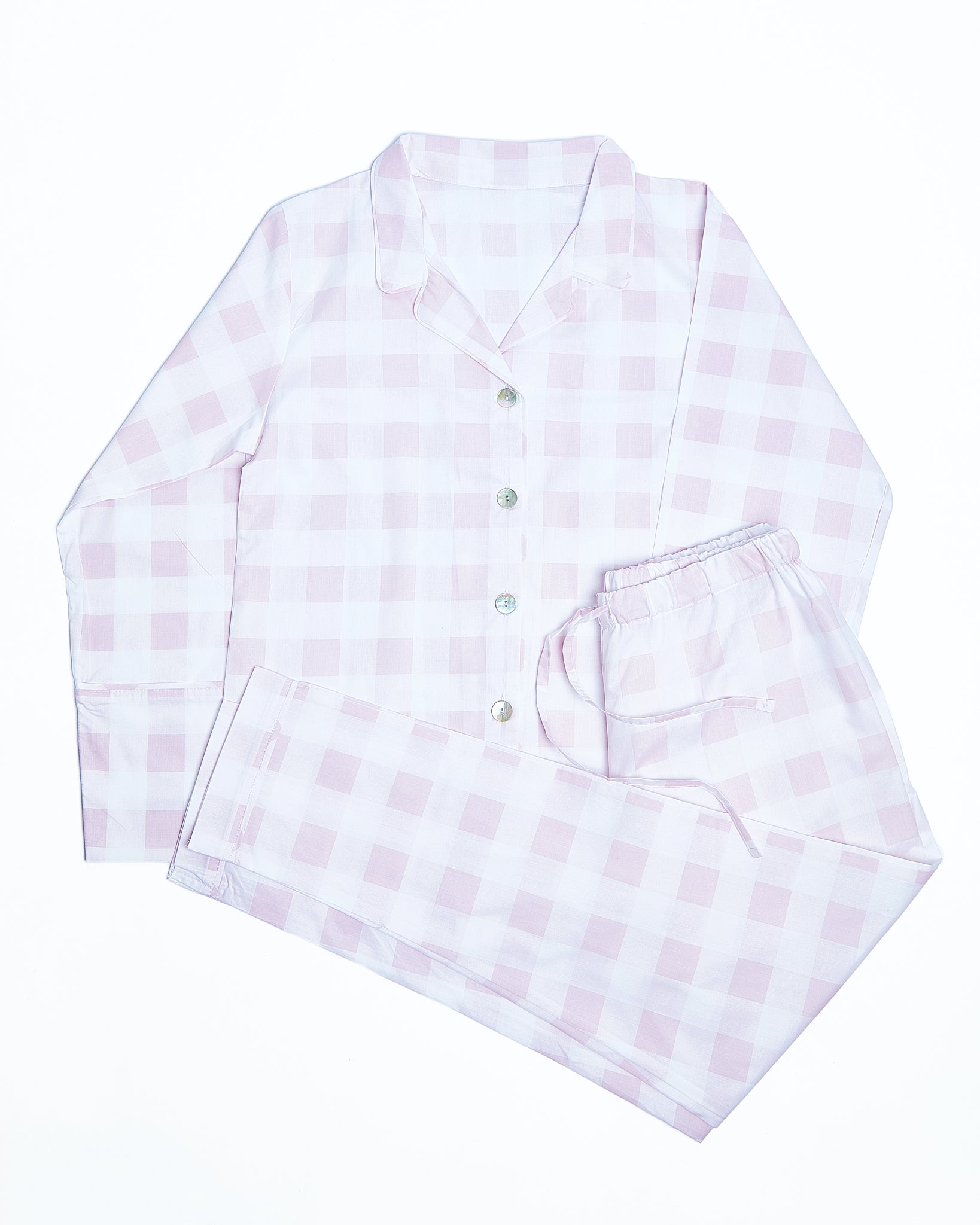 Foxford Aoife Cotton Pyjamas Pink Gingham 100% Cotton Irish
