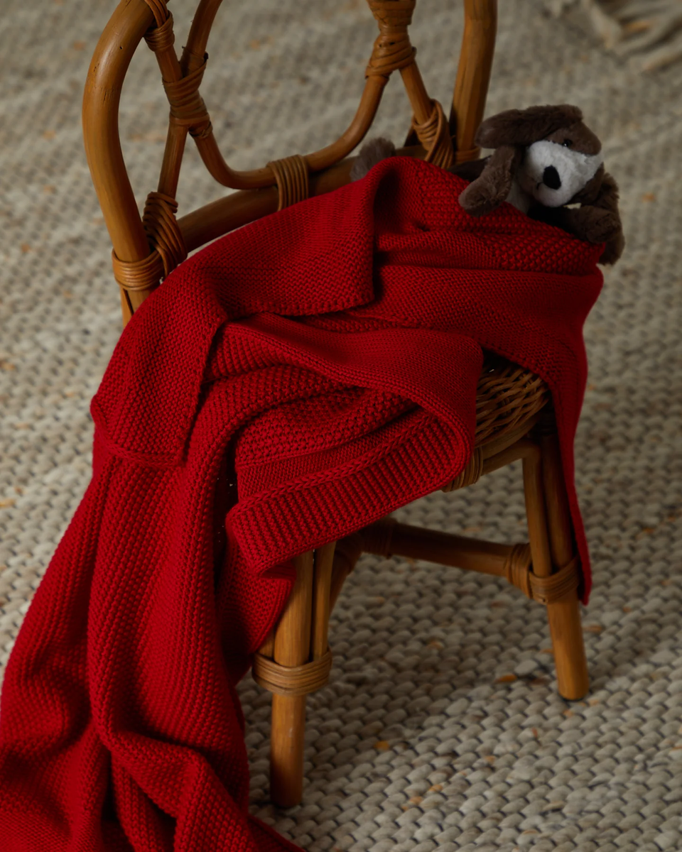 Foxford Cellular Cotton Baby Blanket Red