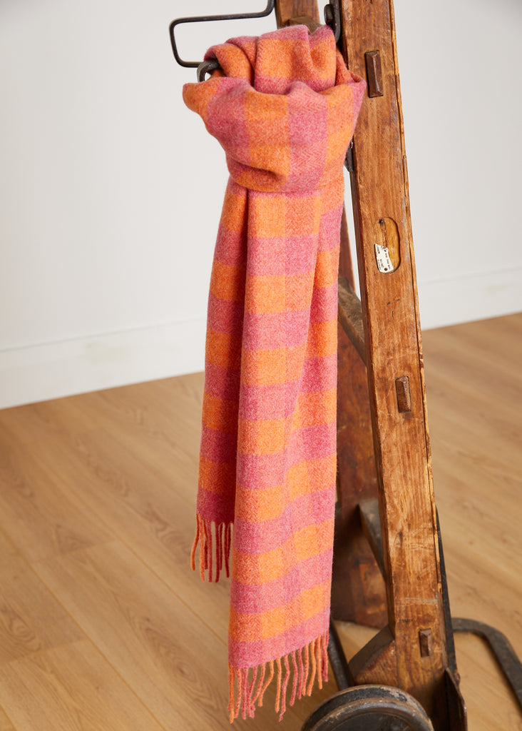 Foxford Orange and Pink Lambswool Scarf