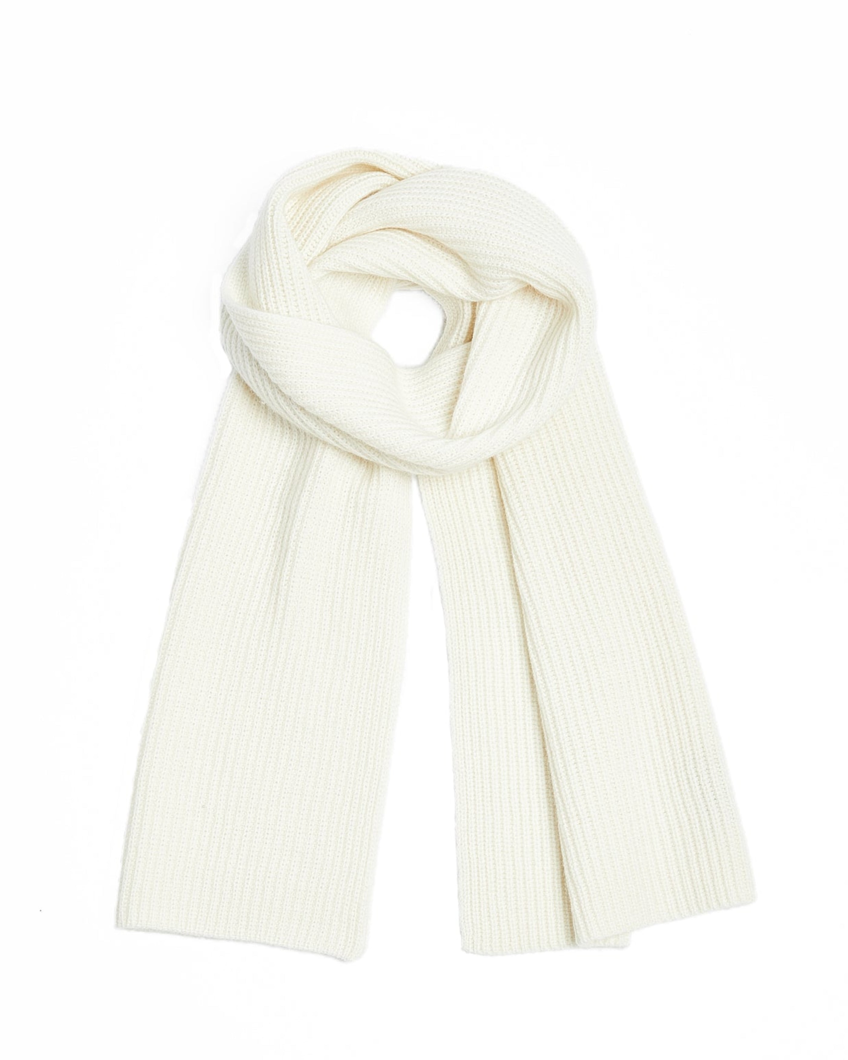 小物 22SS WHITE CASHMERE HERRINGSBONE SCARF Foxford White Ribbed Cashmere Scarf